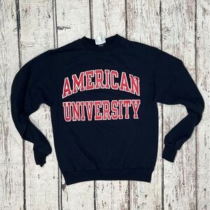 American University Champion Blue Collegiate Crewneck Pullover Sweatshirt